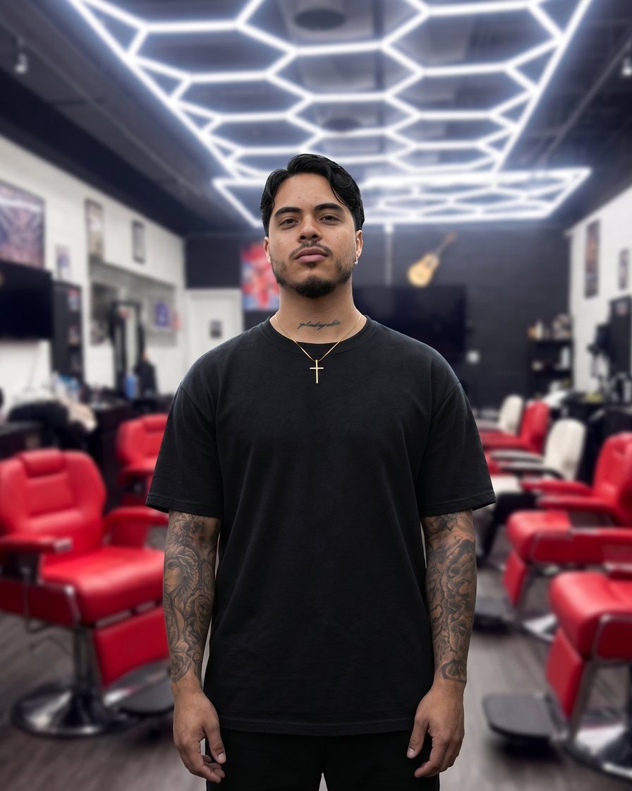 Mercy, barber at Jayuya Barbershop